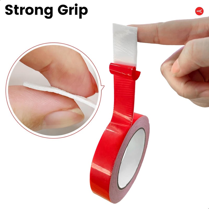 MOJOTORY Double Sided Foam Tape, Super Strong Holds Firmly, Shock Absorption, Easy Peel Red Liner, No Residue Mounting Tape for Lightweight DIY, Pictures & Home Decor (1 in x 16.5 Ft) - Image 3